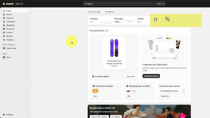 Shopify termék SKU beállítás